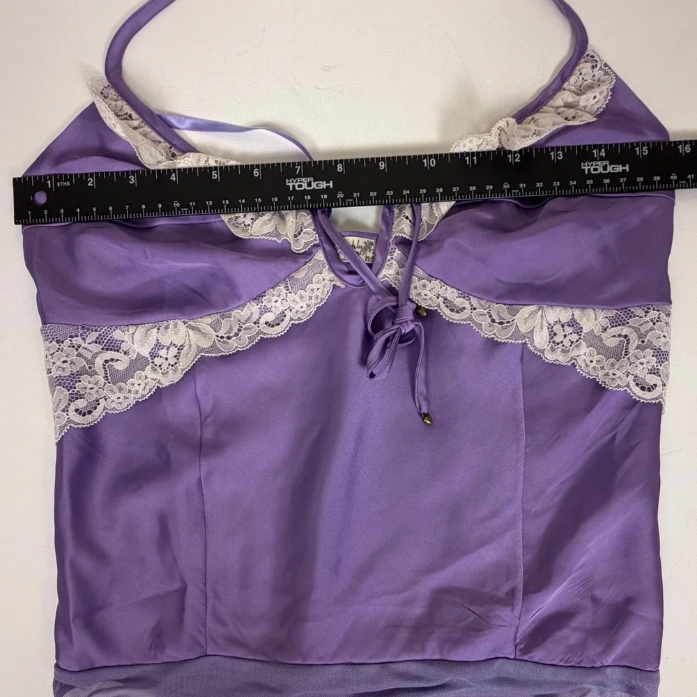 Intimately Free People Bodysuit Womens S Purple Excellent Halter Lace Satin